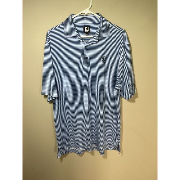FootJoy Other - FootJoy FJ Golf Polo Shirt Blue White Stripe Stretch The Plantation Men's Size L